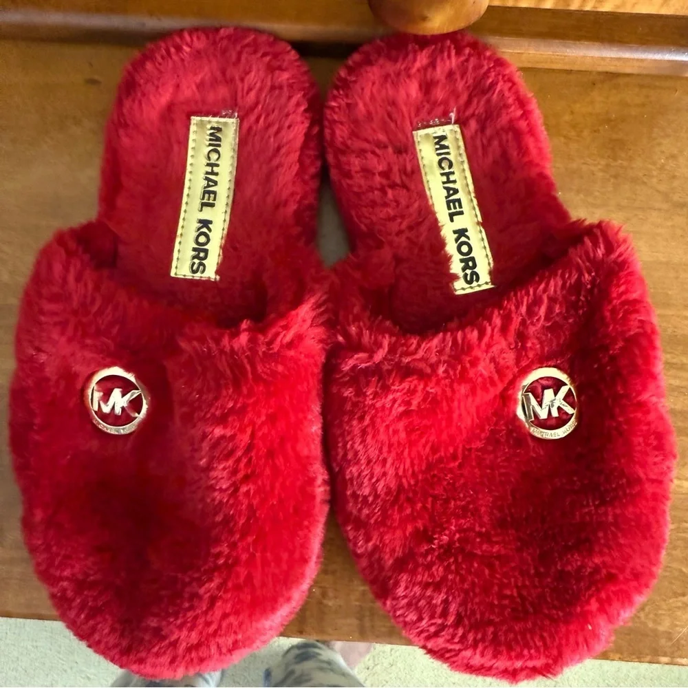 Michael Kors jet set red Slippers with Gold tone‎ logo woman Large